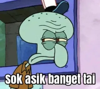 ➖ Squidward SpongeBob SquarePants SOK asik banget tai Carlo, Bob l'éponge, Dessin animé, Indonésien, Drôle telegram sticker