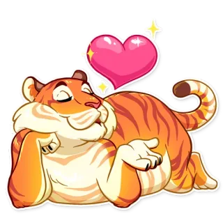 😘 tigre, coeur, animal, amour, mignon, orange, dessin animé telegram sticker