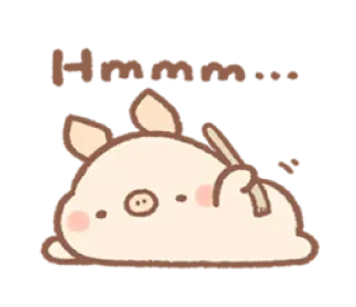 🧐 Hmmm... หมู, น่ารัก, คิด, อืม, น่าเอ็นดู, คาวาอิ telegram sticker