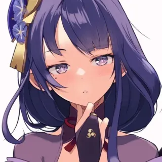 🤔 Raiden Shogun Genshin Impact Anime, Postać, Dziewczyna, Fioletowe włosy, Genshin Impact telegram sticker