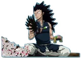 🍡 Gajeel Redfox Fairy Tail Anime, Manga, Fairy Tail, Gajeel Redfox, Karakter, Makan, Duduk telegram sticker