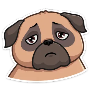 😞 dog, pug, sad, emoji, cartoon, sticker telegram sticker