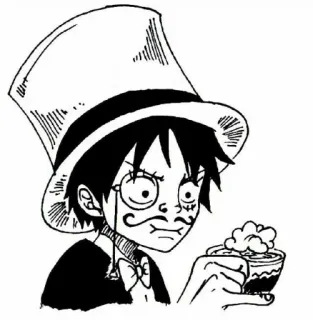 🧐 Luffy One Piece Anime, Manga, One Piece, Ruffy, Cartoon, Charakter, Hut, Monokel, Schnurrbart telegram sticker