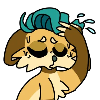 😓 Мультфильм, Животное, Потный, Уставший, Стикер, Вытирает лоб telegram sticker