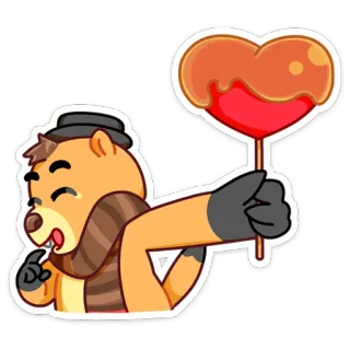 ❤️ мультик, животное, медведь, конфета, сердце, милый, стикер, шляпа telegram sticker