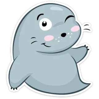 😉 Seehund, süß, Tier, Cartoon, kawaii, Meerestier telegram sticker