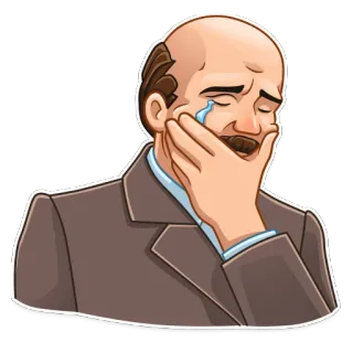 😥 piangere, triste, emozione, calvo, uomo, lacrime telegram sticker