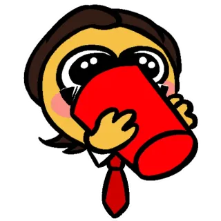 😌 Emoji, Bere, Bicchiere rosso, Cravatta, Carino, Cartone animato, Festa telegram sticker