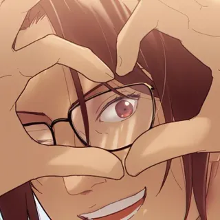 ❤️ coração, óculos, fofo, anime, menina, amor, mãos telegram sticker