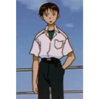😎 Shinji Ikari Neon Genesis Evangelion Anime, Personagem, Masculino, Uniforme escolar telegram sticker