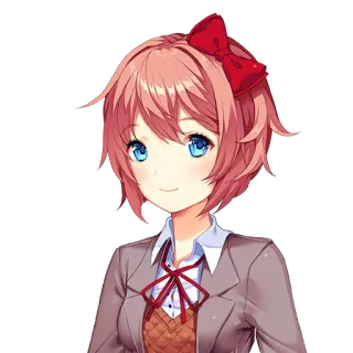 😀 Sayori Doki Doki Literature Club! Anime, Süß, Mädchen, Schule, Uniform, Doki Doki Literature Club telegram sticker
