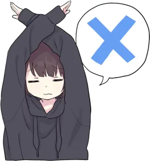 ❌ Anime, Dessin animé, Croix, Désapprobation, Mignon, Fille whatsapp sticker