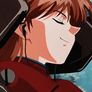 🎧 Asuka Langley Soryu Neon Genesis Evangelion anime, girl, pilot, headphones, smiling, Evangelion, Asuka telegram sticker