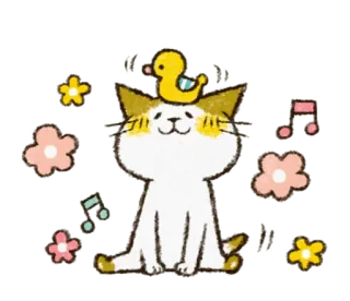 🌺 kot, kaczka, kwiat, nutka, słodki, zwierzę, kreskówka telegram sticker