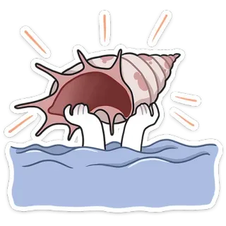 🐚 sea shell, beach, ocean, hands, sea, water telegram sticker