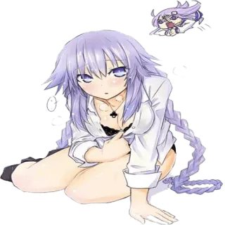 😓 Purple Heart Hyperdimension Neptunia Anime, Jeu vidéo, Cheveux violets, Personnage, Illustration, Femme telegram sticker