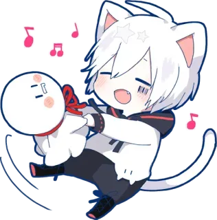 🎵 Anime, Chat, Kawaii, Mignon, Chibi, Personnage, Cheveux Blancs telegram sticker