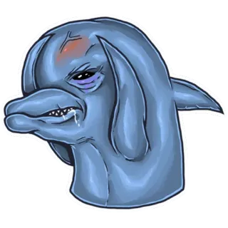 😈 delfino, arrabbiato, animale, cartone animato, creatura marina telegram sticker