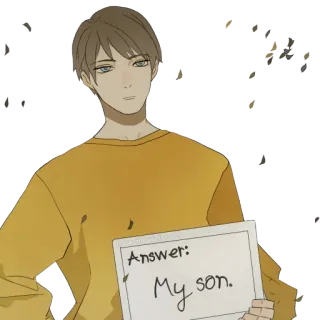 👨‍👦 Answer: My son. respuesta, hijo, dibujo, niño, personaje telegram sticker