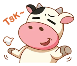 😏 Tsk~ krowa, zwierzę, słodkie, kreskówka telegram sticker