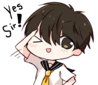 😃 anime, chibi, salute, school uniform, cute, cartoon whatsapp sticker