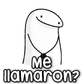 😶 Me llamaron? stick figure, question, florkofcows, flork, cartoon, text, spanish telegram sticker