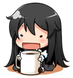 ☕ chibi, anime, kawaii, cute, coffee, girl, manga telegram sticker