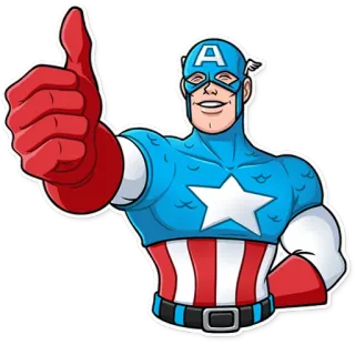 👍 Captain America Marvel, Супергерой, Комикс, Мстители, Большой палец вверх, Позитив telegram sticker