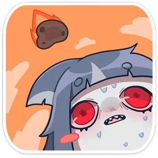 😵 cartoon, anime, meteor, exhausted, character, sweat, sticker telegram sticker