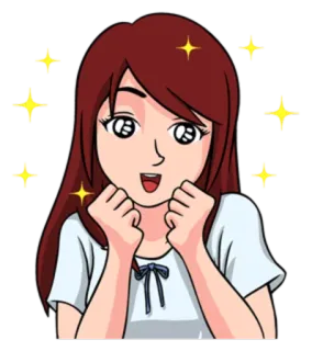 ✨ donna, cartone animato, eccitata, scintillio, carina, ragazza whatsapp sticker