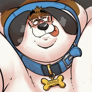 🥴 RANGE dog, cartoon, glasses, collar, pet whatsapp sticker