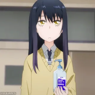 👻 Anime, Menina, Álcool gel telegram sticker