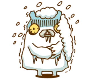 ❄ musim dingin, salju, kartun, monster, es, imut telegram sticker