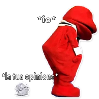 😓 *io*
*la tua opinione* meme, opinion, funny, red costume, italian telegram sticker
