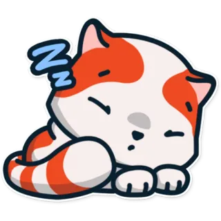 😴 кот, спящий, мультфильм, животное, милый telegram sticker
