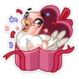 🥳 burung, hadiah, cinta, hari valentine, hati, imut telegram sticker