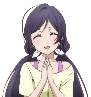 🙏 Anime, Ragazza, Carina, Sorridendo, Cartone animato whatsapp sticker