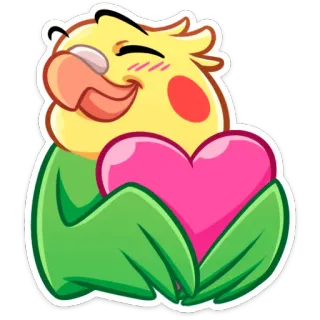 ❤️ เลิฟเบิร์ด, นก, หัวใจ, รัก, น่ารัก, นกแก้ว, สีเหลือง, สีเขียว telegram sticker