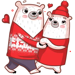 💕 orsi, cartoni animati, animali, coppia, amore, inverno, rosso, maglione whatsapp sticker