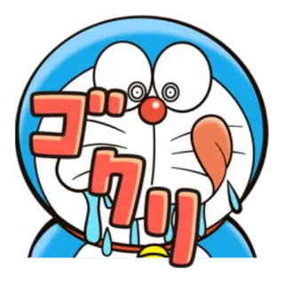 😋 Doraemon ゴクリ doraemon, мультфильм, аниме, пот, измученный, обеспокоенный telegram sticker