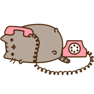 📞 Pusheen cat, phone, pusheen, cartoon, cute telegram sticker