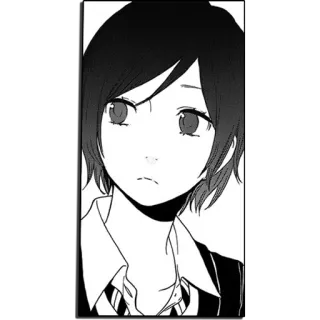 😕 Anime, Manga, Femme, Fille, Portrait, Noir et blanc telegram sticker