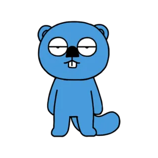 🤓 cartoon beaver, blue beaver, animal sticker, cartoon character, beaver, sticker telegram sticker