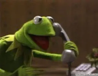 😯 Kermit kermit, frog, muppets, phone, talking, green telegram sticker