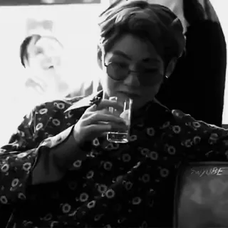 💳 SWJUBE person, drinking, glasses, style, monochrome telegram sticker