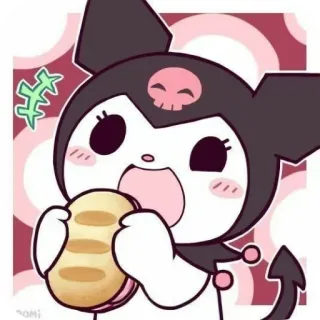 ❤ Kuromi Kuromi, Sanrio, lindo, dibujos animados, pan, anime, personaje telegram sticker