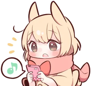 📱 치비, 애니, 만화, 귀여운, 만화, 폰, 음악, 귀여운 telegram sticker