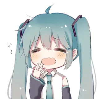 😴 Hatsune Miku anime, vocaloid, cartoon, sad, crying, digital art telegram sticker