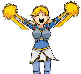 🤗 cheerleader, pom-poms, cartoon, blonde, woman, fan, celebration telegram sticker