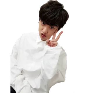 ✌️ person, korean, man, cute, peace, white shirt telegram sticker